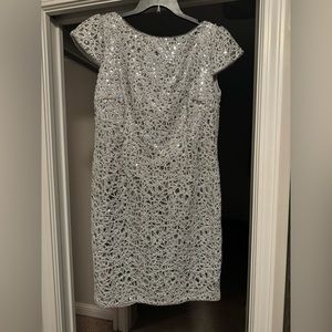 Adrianna Papell silver sequenced dress. Size 16.